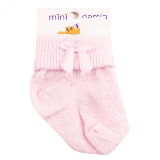 خرید اینترنتی جوراب نوزادی طرح پاپیون رنگ صورتی Mini Damla