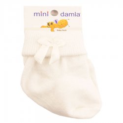 جوراب نوزادی طرح پاپیون رنگ کرم Mini Damla