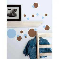 استیکر دیواری اتاق کودک طرح دایره های آبی قهوه ای روم میتس RoomMates