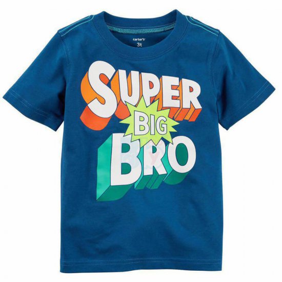 خرید اینترنتی تیشرت کارترز carters پسرانه طرح Super Big Bro رنگ آبی